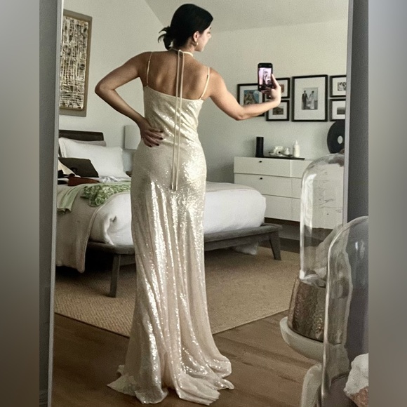 Ivory Sequined Slip Dress - Picture 5 of 9